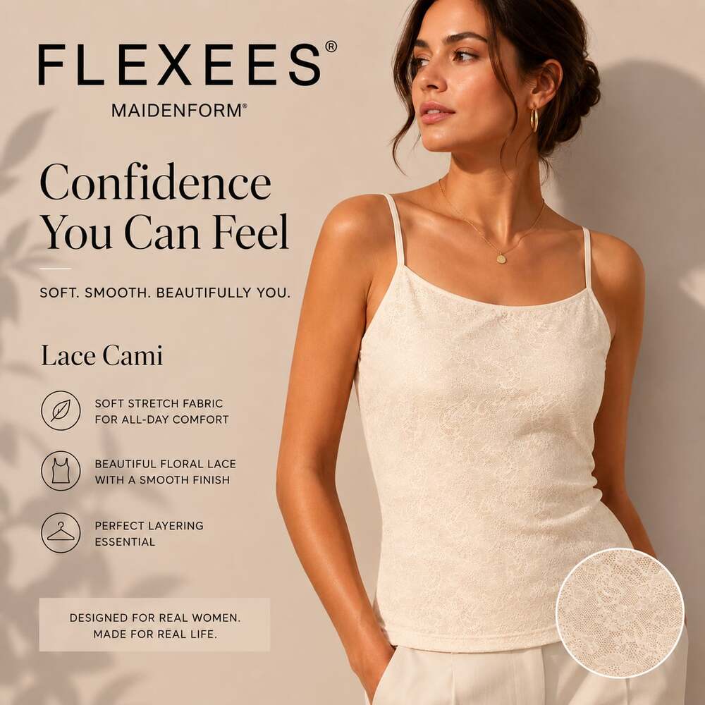 Flexees Maidenform Floral Lace Cami Tank Top